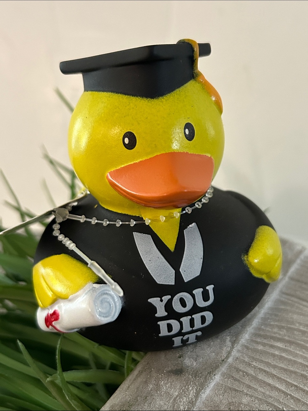 Graduation Rubber Duck NEW - Yellow and Black rubber duck is holding diploma